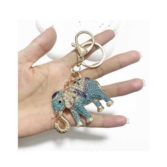 New in box Crystal Rhinestone Studded Jewelry keychain elephant gold plated - Picture 3 of 12
